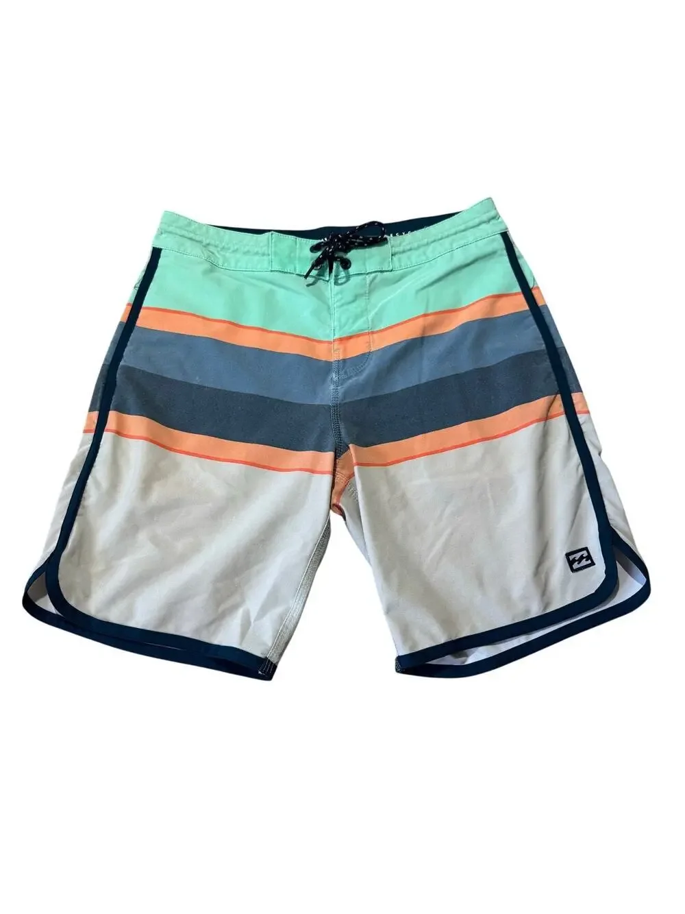 Billabong Men's 73 Spinner Lo Tide Boardshorts Size 28 Striped Swim Trunks Surf